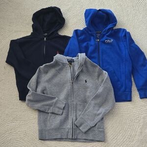 Set Of 3 Ralph Lauren Polo BOYS zip Up Hoodies. All SIZE M 10-12